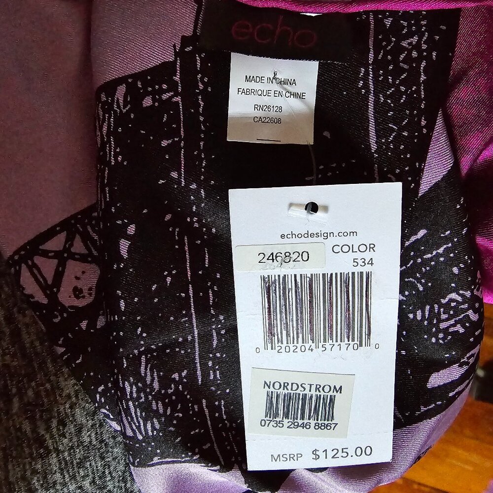 Nwt Echo 100% Silk Scarf With Eiffel Tower - image 6